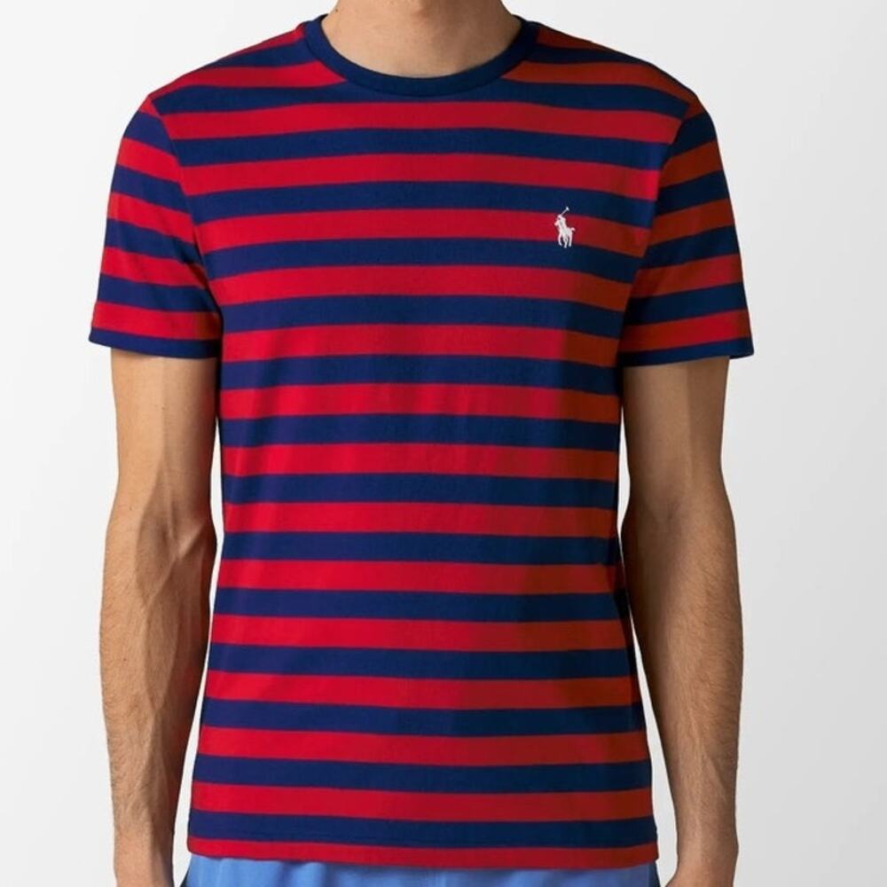 POLO Ralph Lauren Men's NWOT Red Striped Logo Classic Fit Short Sleeve T-Shirt